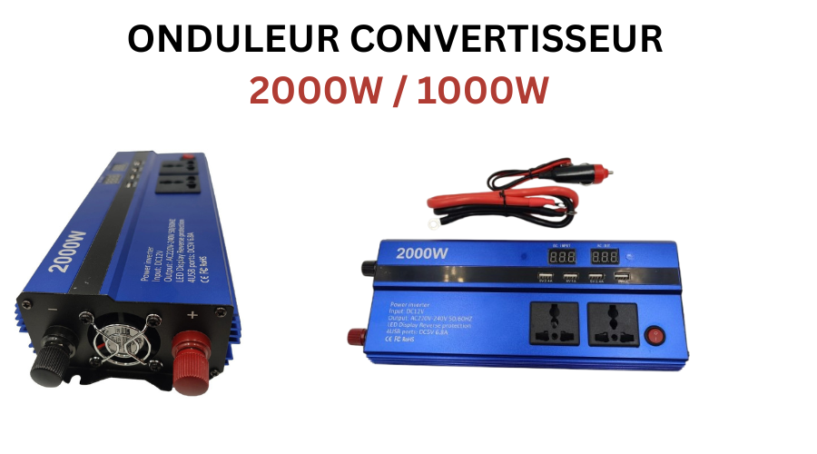 Power Inverter - Onduleur Convertisseur 1000W 12V220V USB, Ecran LCD