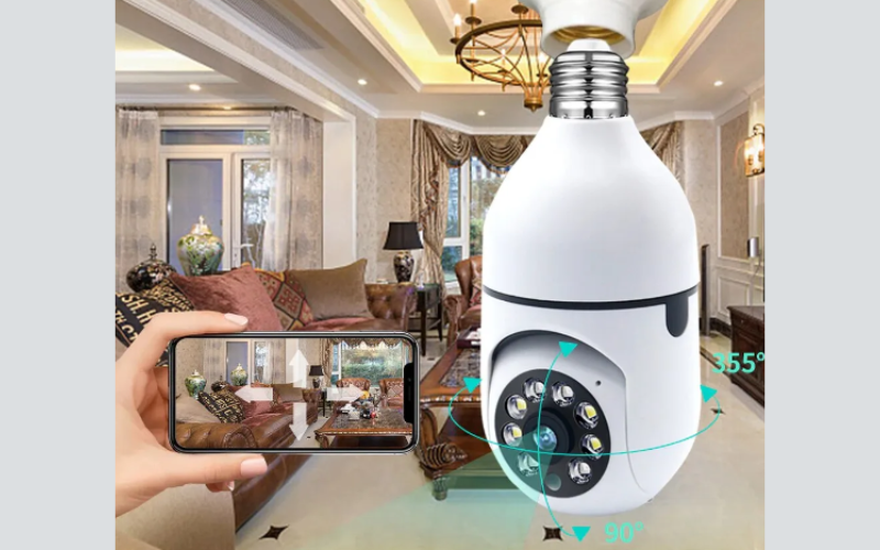 Caméra Ampoule Sans Fil, Caméra de Surveillance Wifi à Vision Nocturne