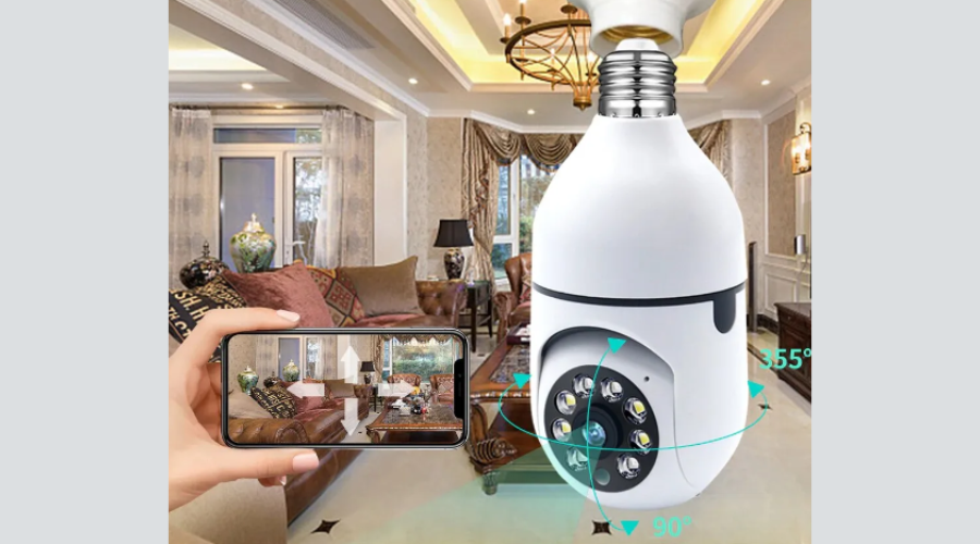 Caméra Ampoule Sans Fil, Caméra de Surveillance Wifi à Vision Nocturne