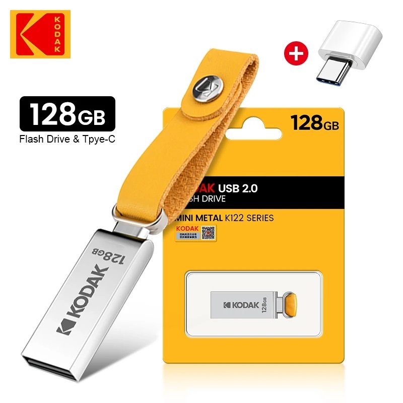 Clé USB de la marque Kodak, 32go, 64go, 128go,  forme en métal, type-c
