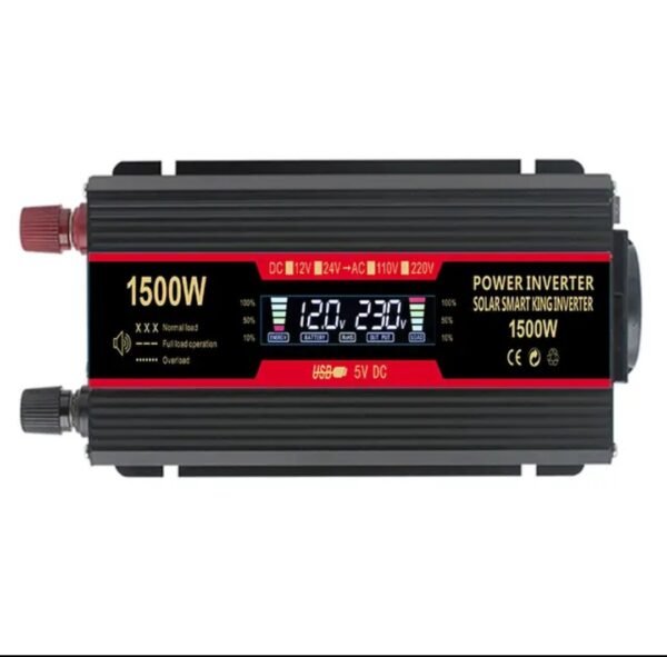 Convertisseur DC 12V AC 220V 1500W, USB, Affichage LED