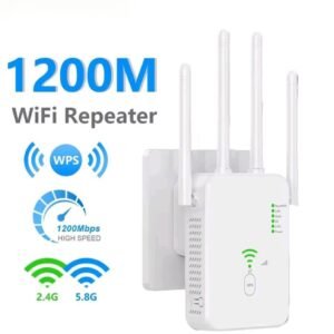 Répéteur WiFi sans fil 1200 Mbps, Amplificateur de Signal WiFi