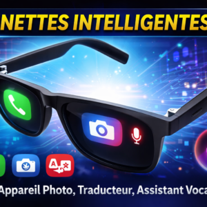 Lunettes Intelligentes IA Lenovo, Appel, Appareil Photo, Traducteur, Assistant Vocal, Bluetooth