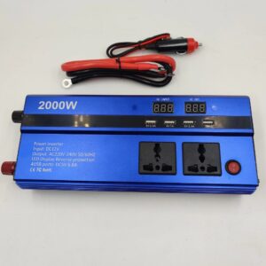 Power Inverter - Onduleur Convertisseur 2000W 12V/220V USB avec écran LCD. Protection contre les courts-circuits, les surcharges, les surtensions et les surchauffes.