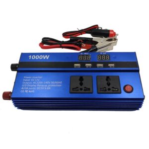 Power Inverter - Onduleur Convertisseur 1000W 12V/220V USB avec écran LCD. Protection contre les courts-circuits, les surcharges, les surtensions et les surchauffes.
