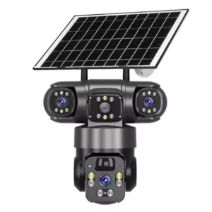 Caméra Solaire 9MP Panoramique 360° V380 sans fil WiFi avec Capteur à Trois Objectifs pour la sécurité extérieure et domestique
