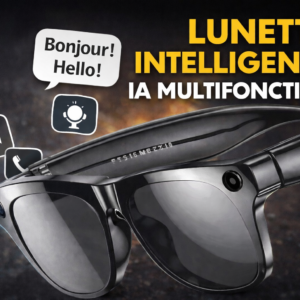 Lunettes Intelligentes IA Multifonctions: Photos HD, Enregistrement Vidéo, Traduction, Assistant Vocal, Appels Bluetooth et Musique.