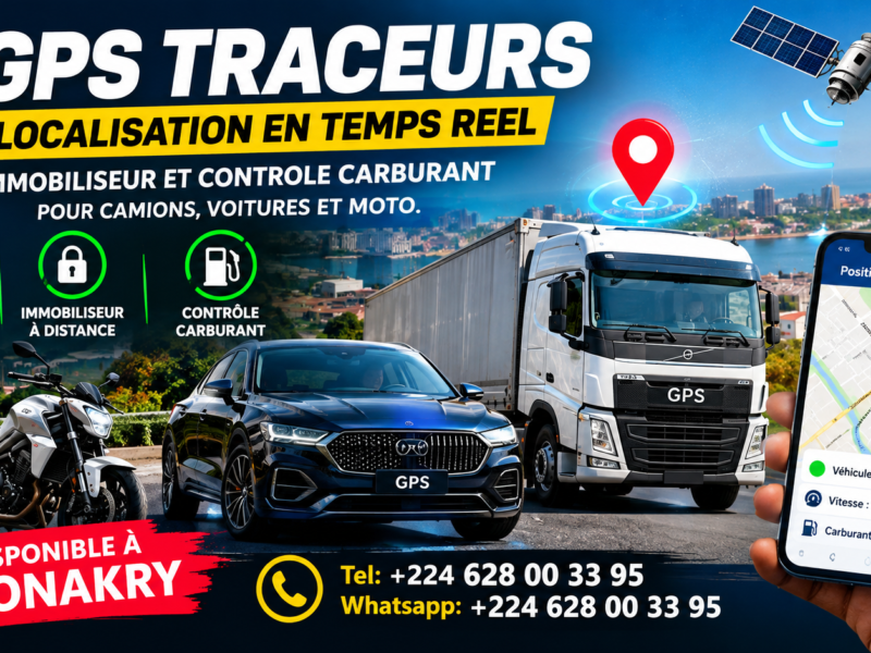 GPS Traceurs Localisation en Temps Reel Camions, Voitures et Moto. Disponible a Conakry